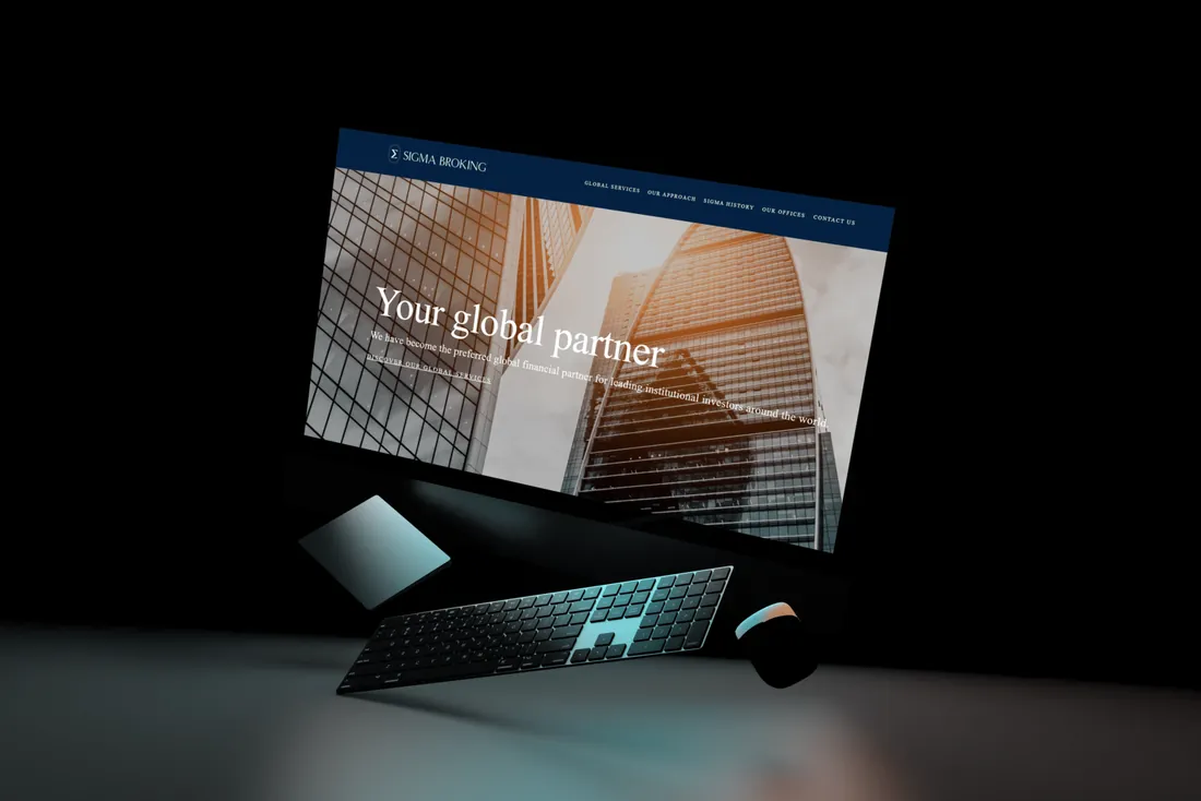 Sigma — uzņēmuma mājas lapa, izstrādāta IL Goldberg Solutions, parādīta datora ekrānā